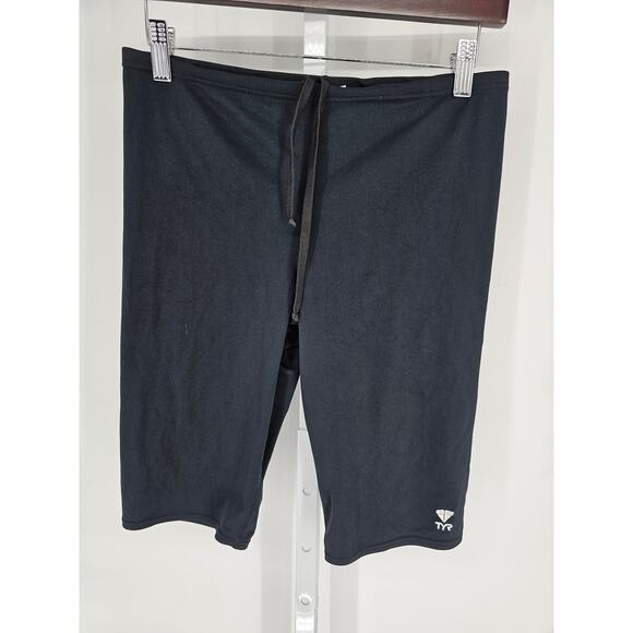 TYR Mens Sz 36 Jammer Swimsuit Swim Trunks Black Competition - Picture 1 of 4